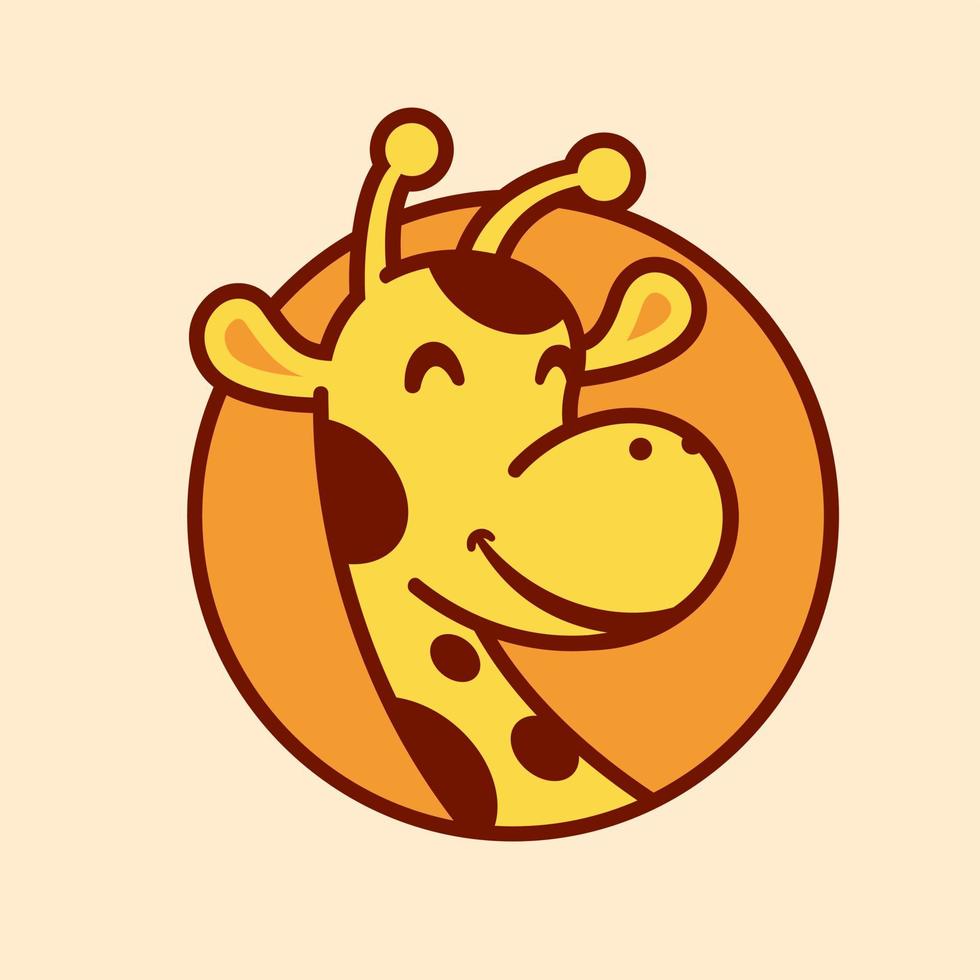 Giraffe head cartoon mascot character, flat design style vector