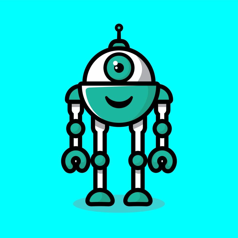 Robot cartoon characters, Flat design style vector