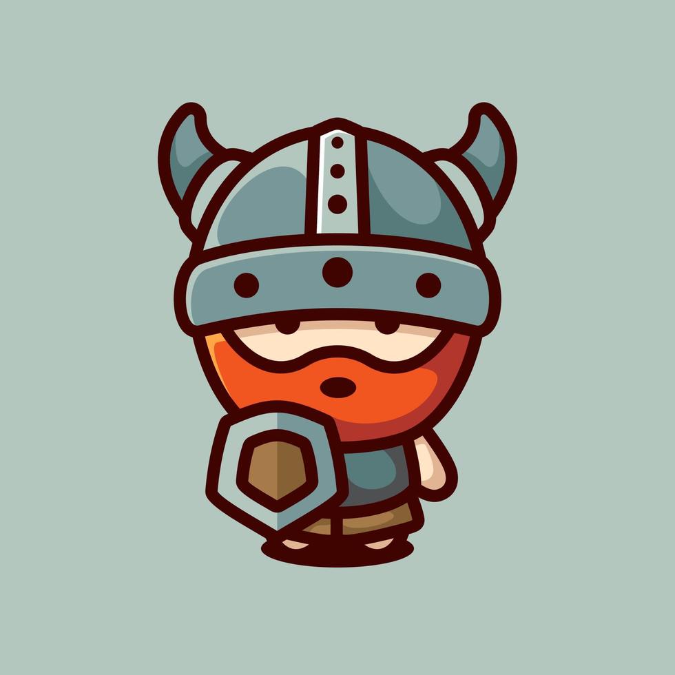 personaje de dibujos animados de la mascota vikinga del bebé, estilo de diseño plano vector