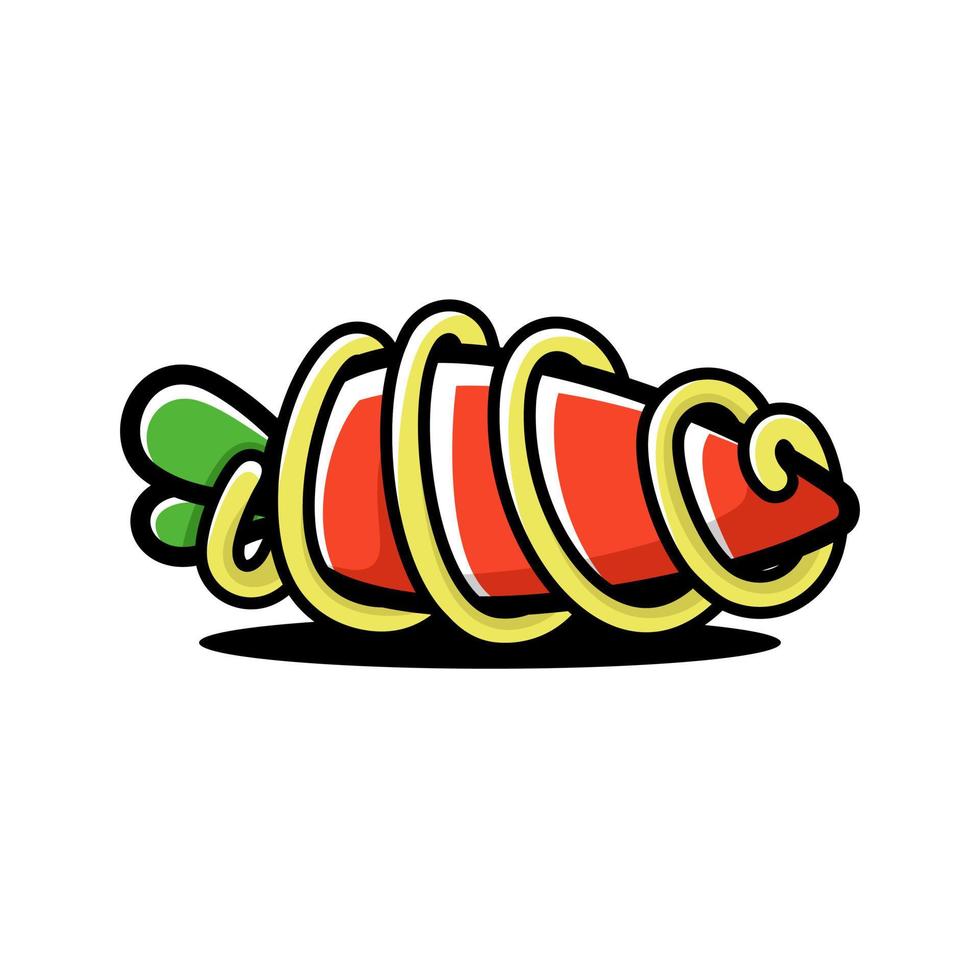 Carrot and noodle cartoon logo, flat design style vector