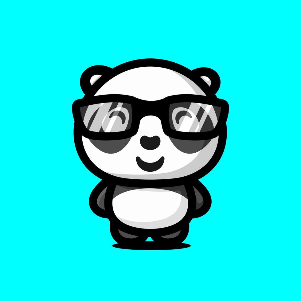 Cute baby panda with eyeglasses. Flat design style vector