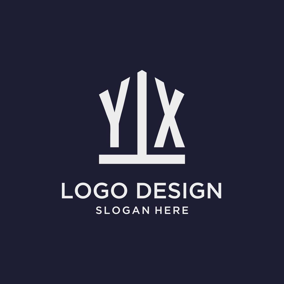 YX initial monogram logo design with pentagon shape style vector