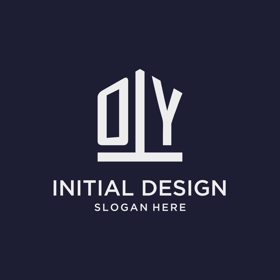 OY initial monogram logo design with pentagon shape style vector