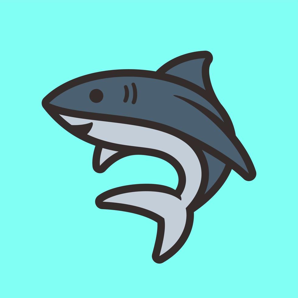 Simple shark cartoon mascot logo, flat design style vector