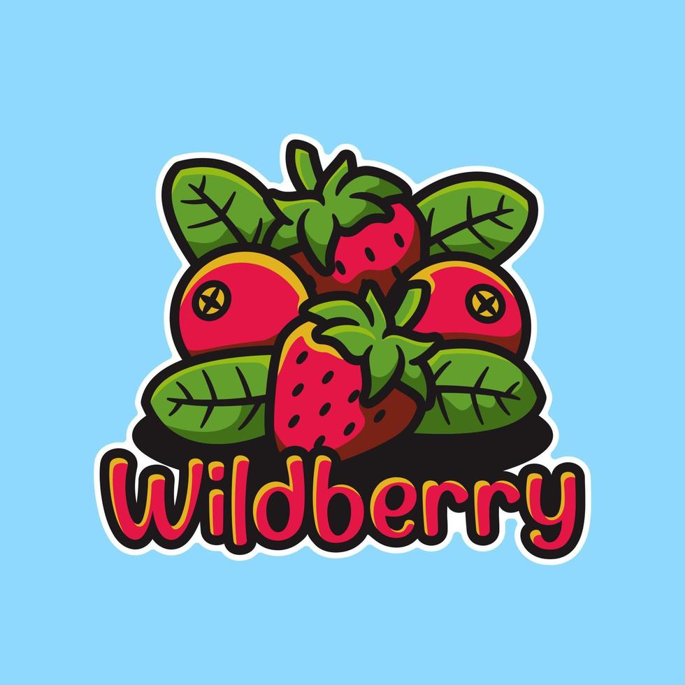 Strawberry sticker cartoon, flat design style vector