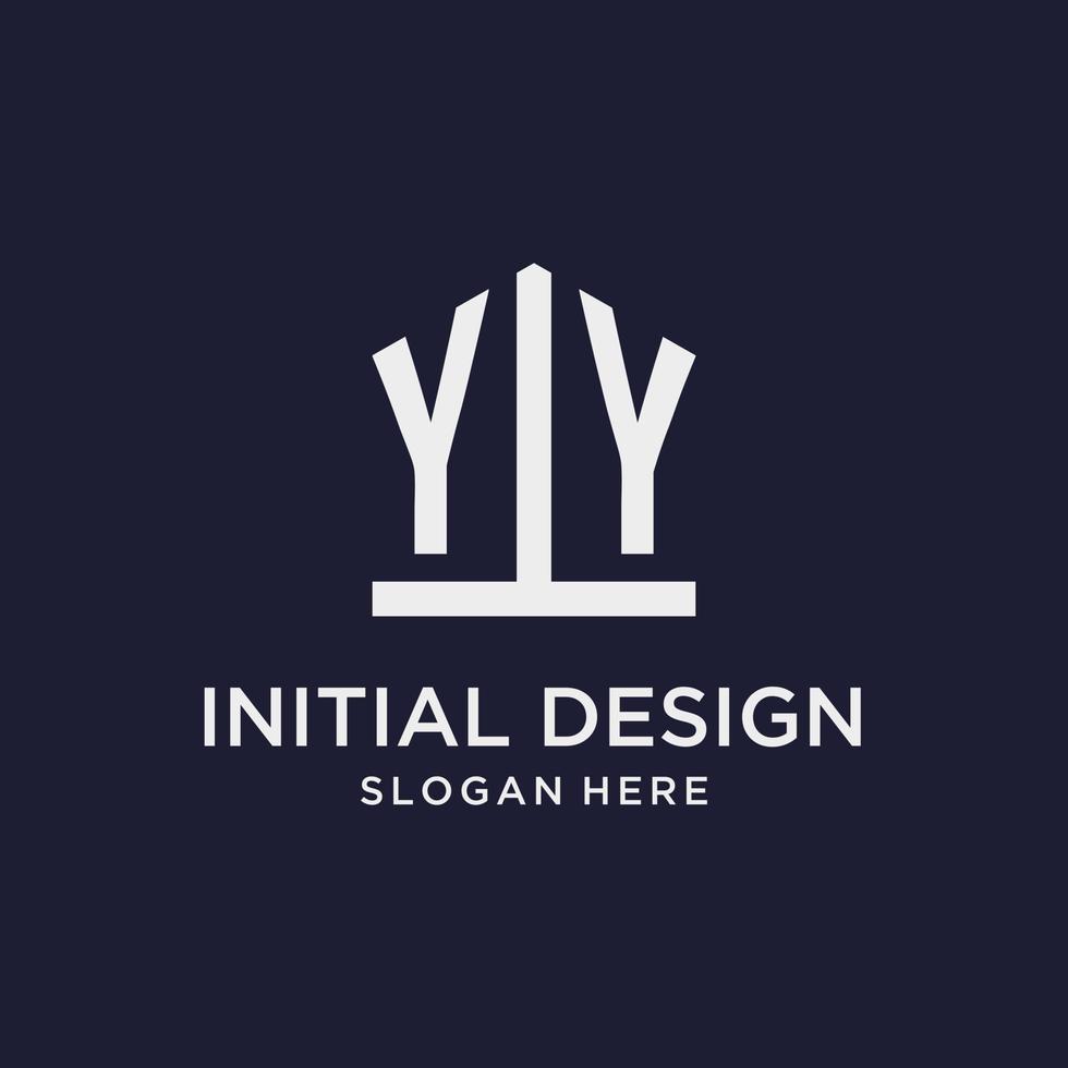 YY initial monogram logo design with pentagon shape style vector