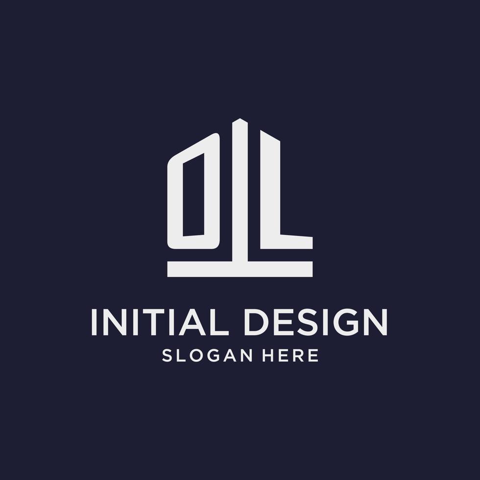 OL initial monogram logo design with pentagon shape style vector