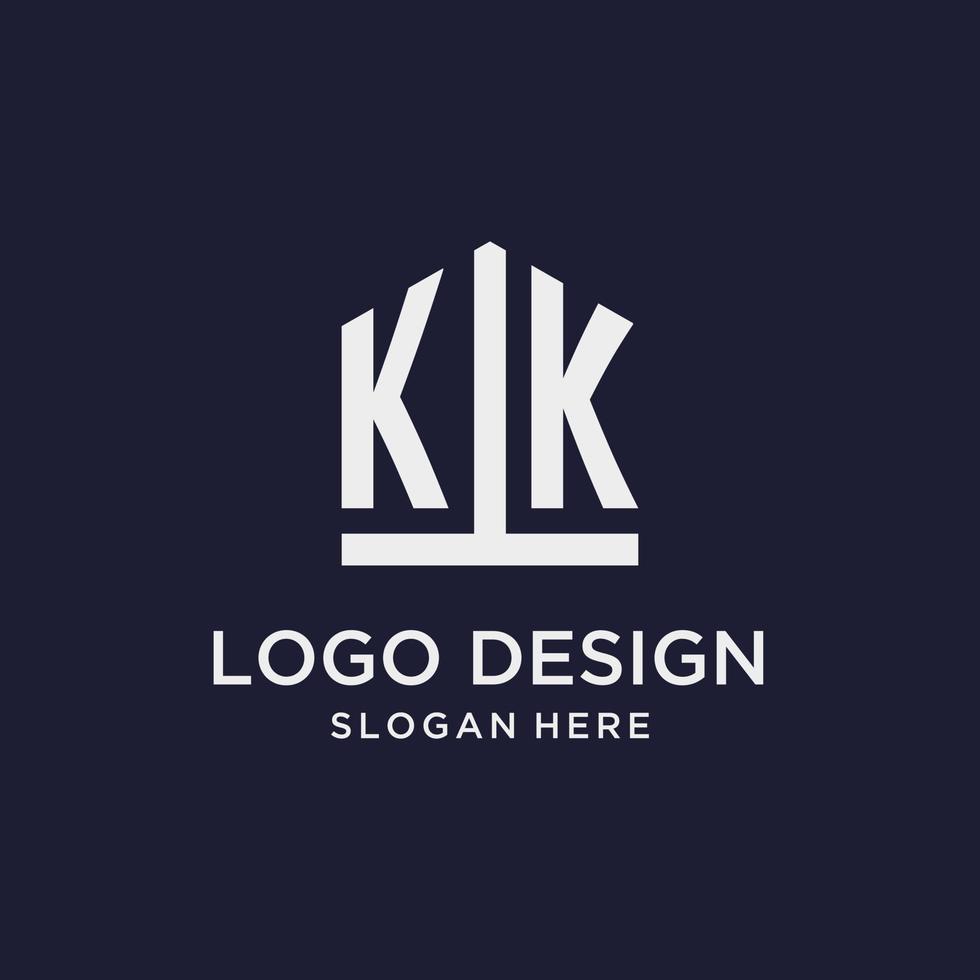 KK initial monogram logo design with pentagon shape style vector