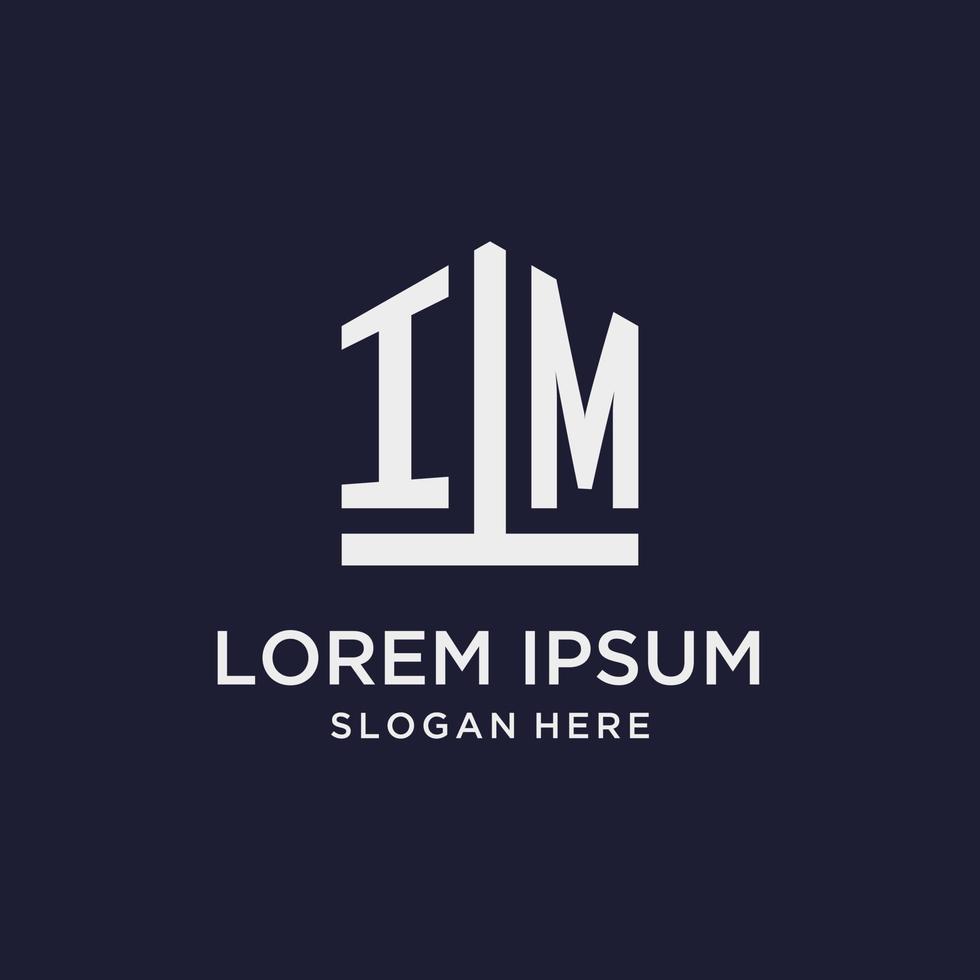 IM initial monogram logo design with pentagon shape style vector