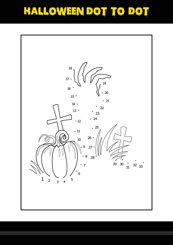 Halloween dot to dot coloring page for kids. Line art coloring page design for kids. vector