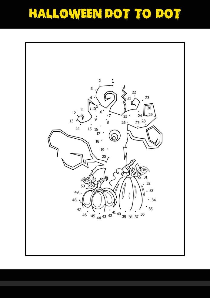 Halloween dot to dot coloring page for kids. Line art coloring page design for kids. vector