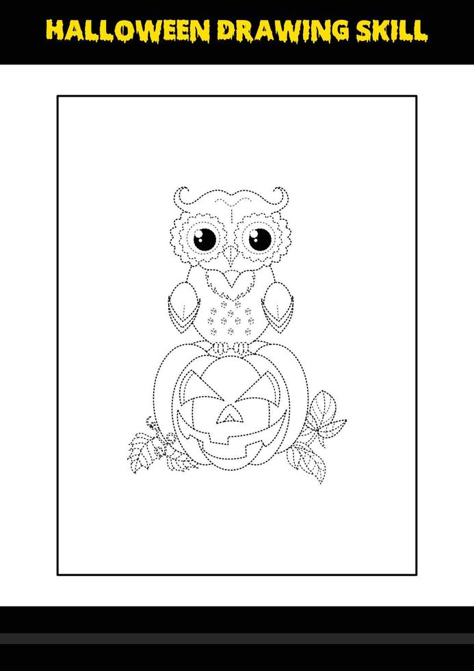 Halloween drawing skill for kids. Halloween drawing skill coloring page for kids. vector