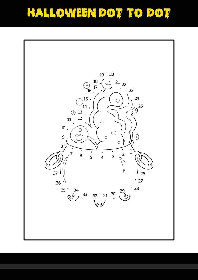 Halloween dot to dot coloring page for kids. Line art coloring page design for kids. vector