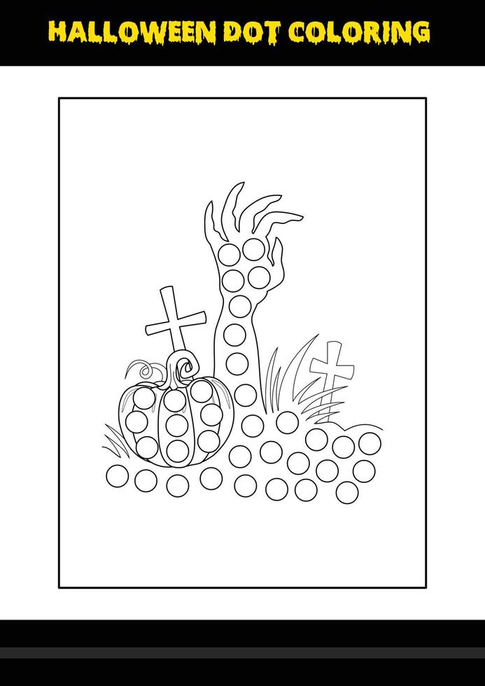 Halloween dot coloring page for kids. Line art coloring page design for kids. vector