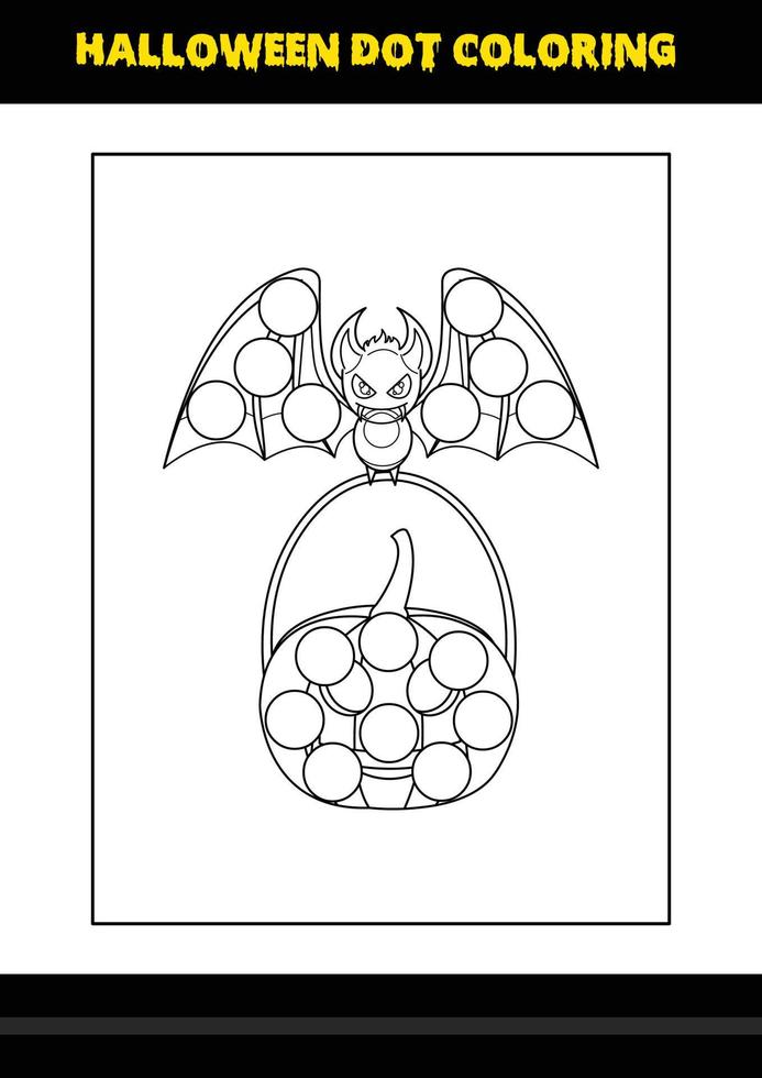 Halloween dot coloring page for kids. Line art coloring page design for kids. vector