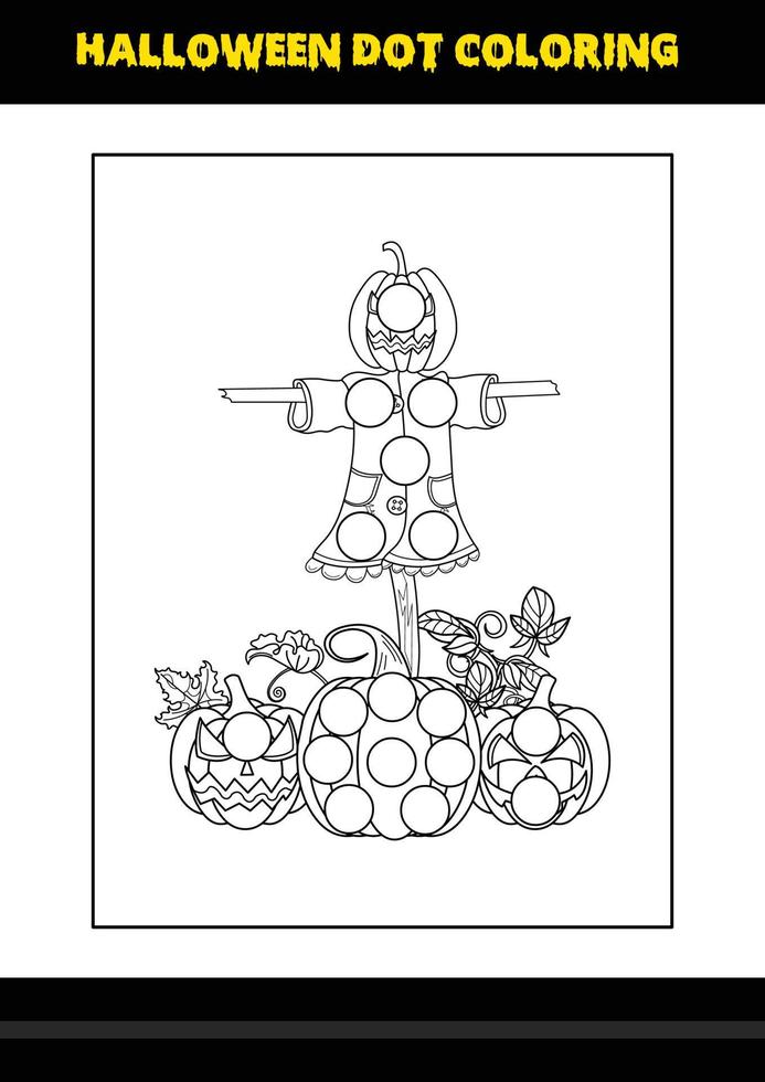 Halloween dot coloring page for kids. Line art coloring page design for kids. vector