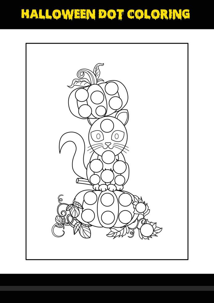 Halloween dot coloring page for kids. Line art coloring page design for kids. vector