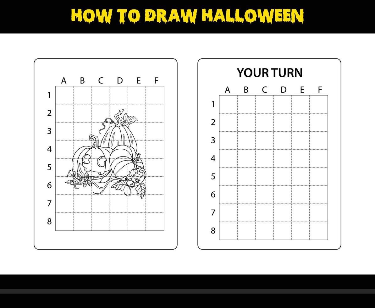 How to draw Halloween for kids. Halloween drawing skill coloring page for kids. vector