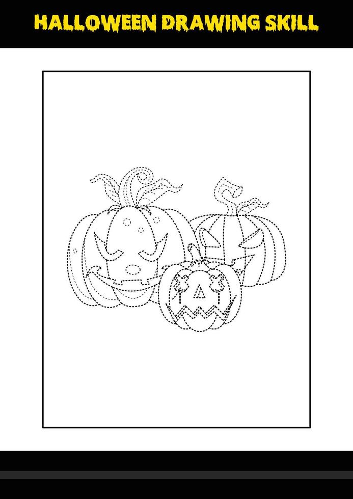 habilidad de dibujo de halloween para niños. Habilidad de dibujo de Halloween página para colorear para niños. vector