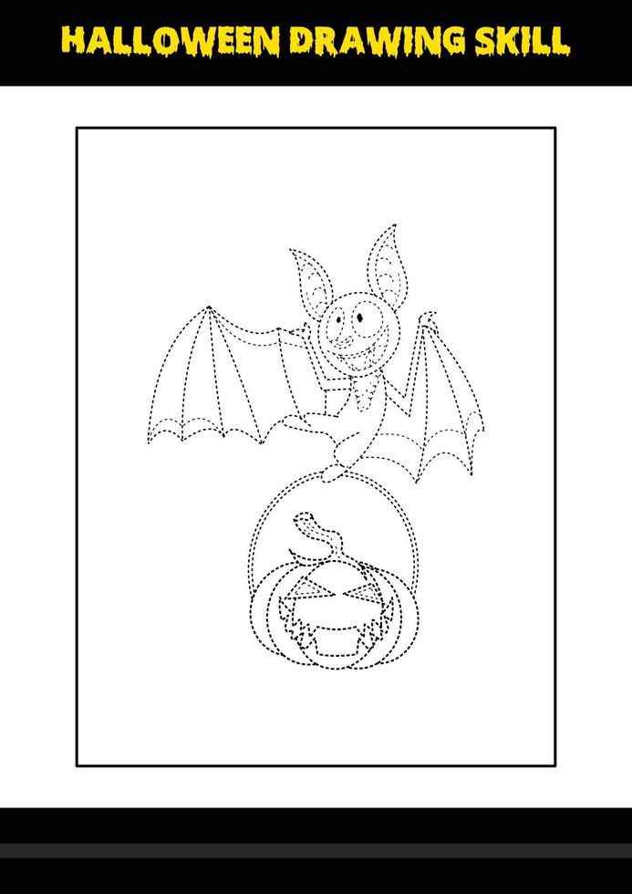 Halloween drawing skill for kids. Halloween drawing skill coloring page for kids. vector