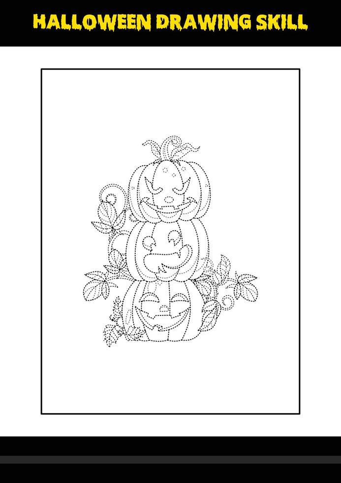Halloween drawing skill for kids. Halloween drawing skill coloring page for kids. vector