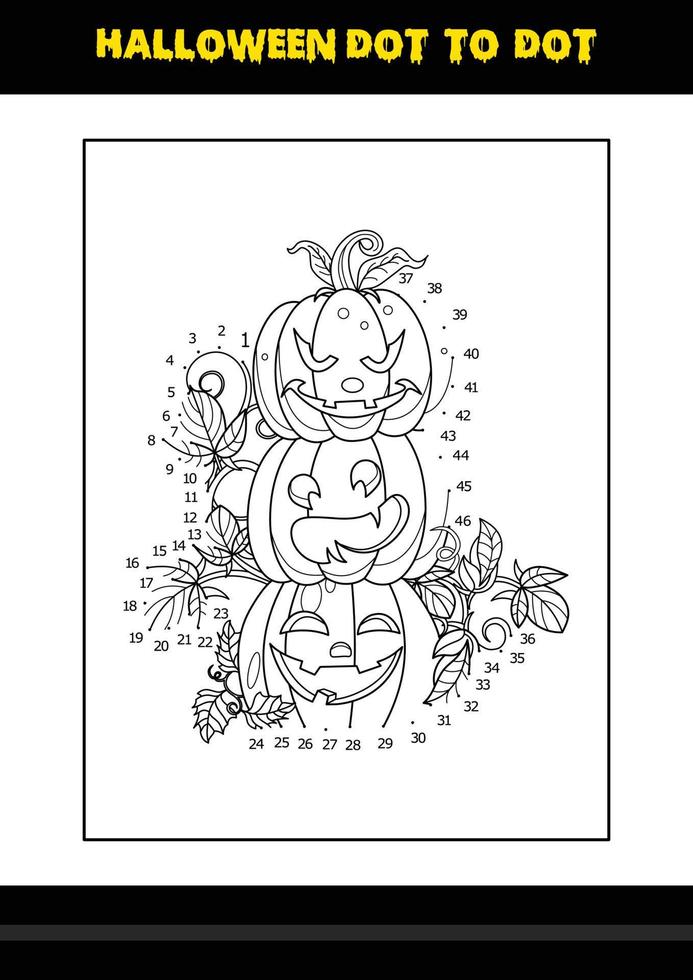 Halloween dot to dot coloring page for kids. Line art coloring page design for kids. vector