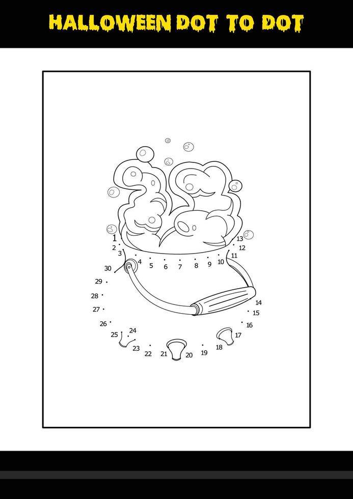 Halloween dot to dot coloring page for kids. Line art coloring page design for kids. vector