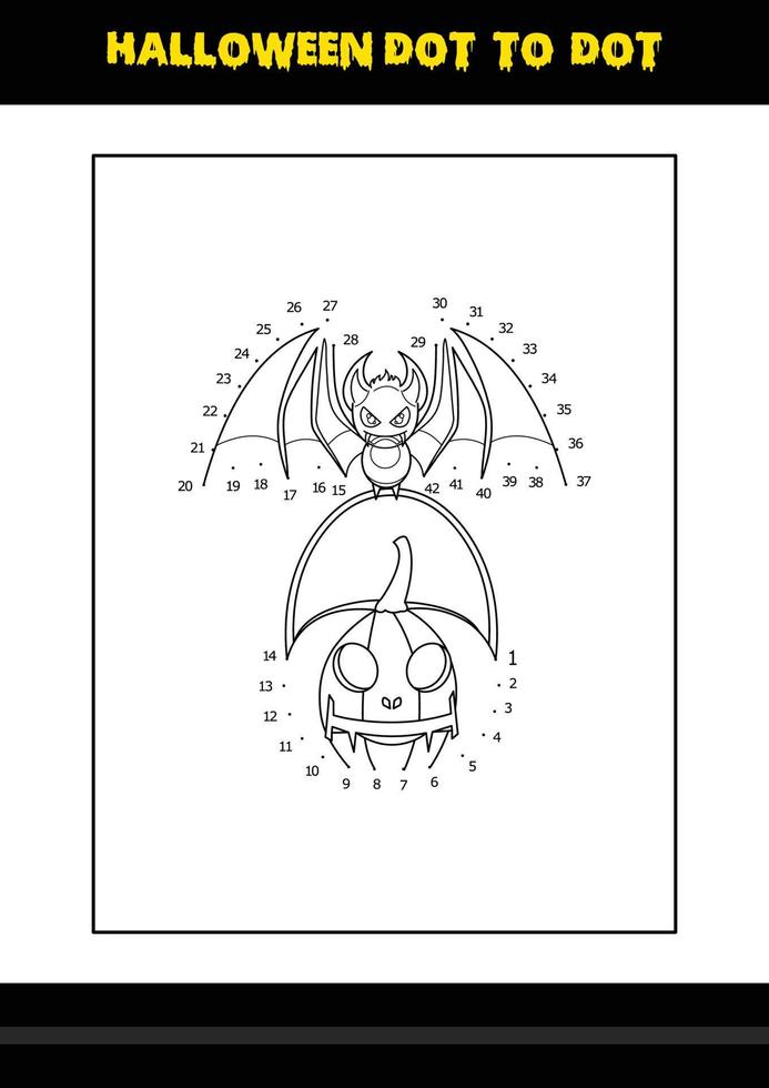 Halloween dot to dot coloring page for kids. Line art coloring page design for kids. vector