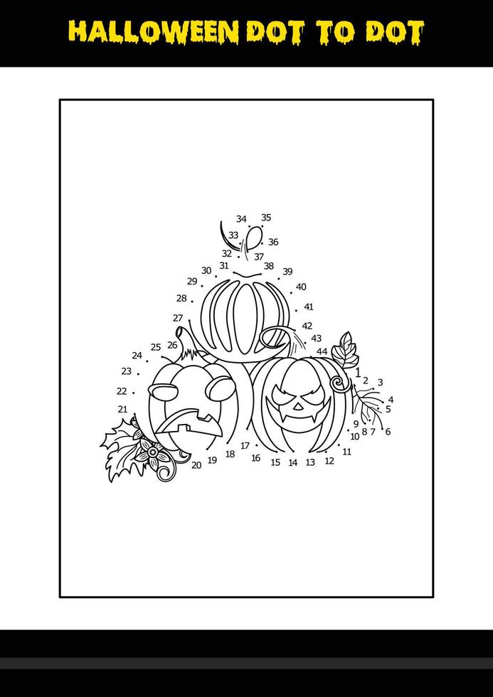 pagina para colorear punto a punto de halloween para niños. diseño de página de coloreado de arte lineal para niños. vector