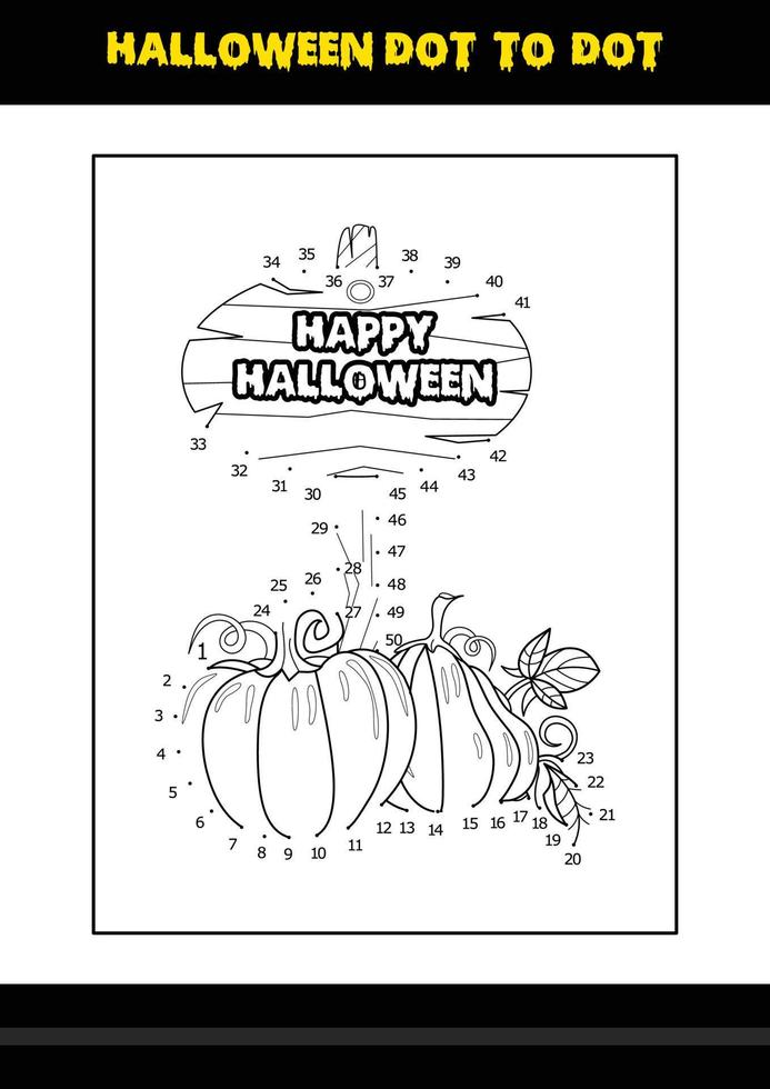Halloween dot to dot coloring page for kids. Line art coloring page design for kids. vector