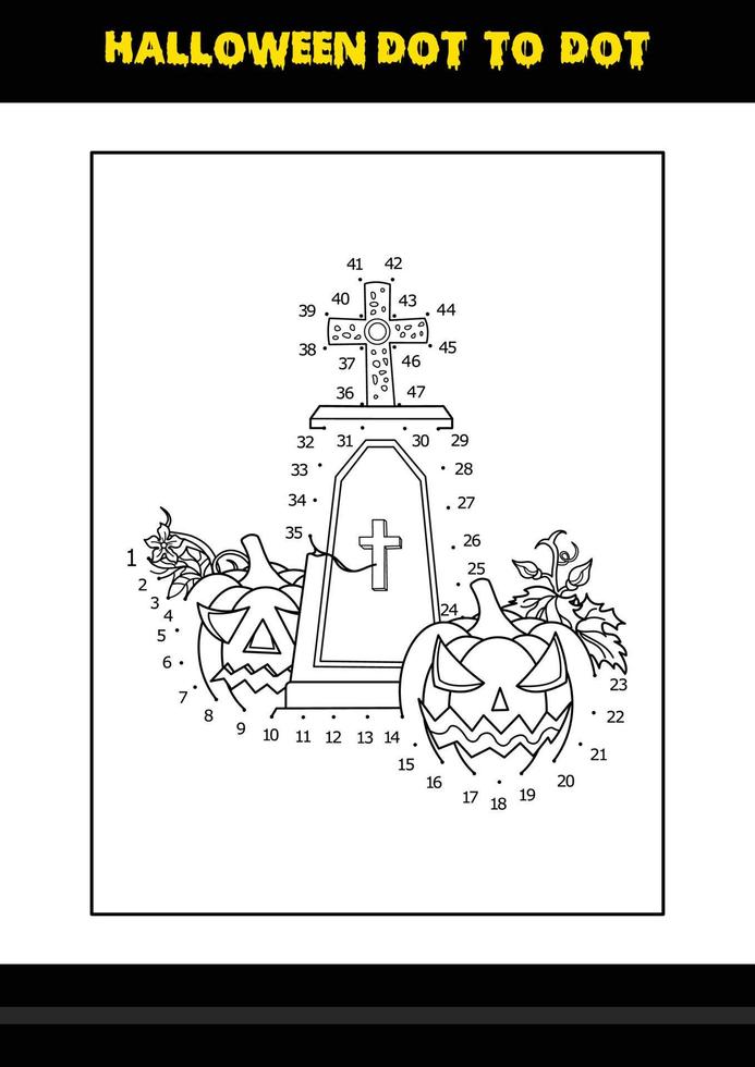 Halloween dot to dot coloring page for kids. Line art coloring page design for kids. vector