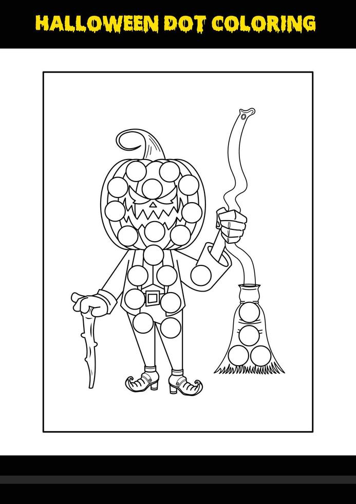 Halloween dot coloring page for kids. Line art coloring page design for kids. vector