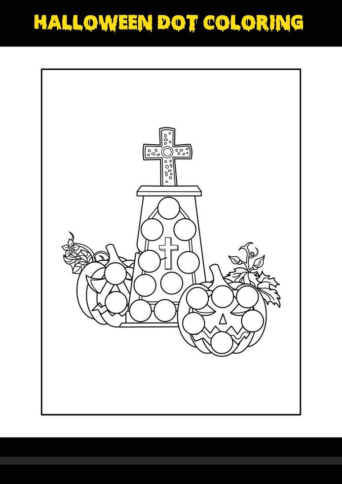 Halloween dot coloring page for kids. Line art coloring page design for kids. vector