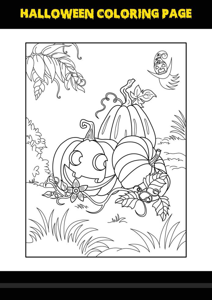 Halloween coloring page for kids. Line art coloring page design for kids. vector