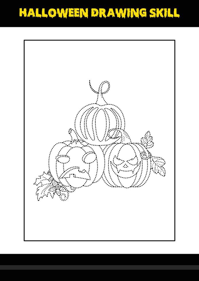 Halloween drawing skill for kids. Halloween drawing skill coloring page for kids. vector