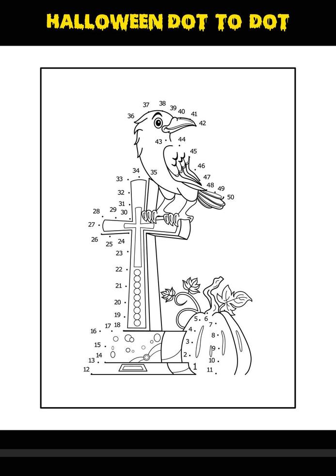Halloween dot to dot coloring page for kids. Line art coloring page design for kids. vector