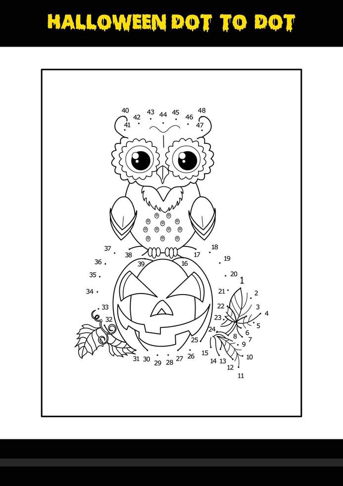 Halloween dot to dot coloring page for kids. Line art coloring page design for kids. vector