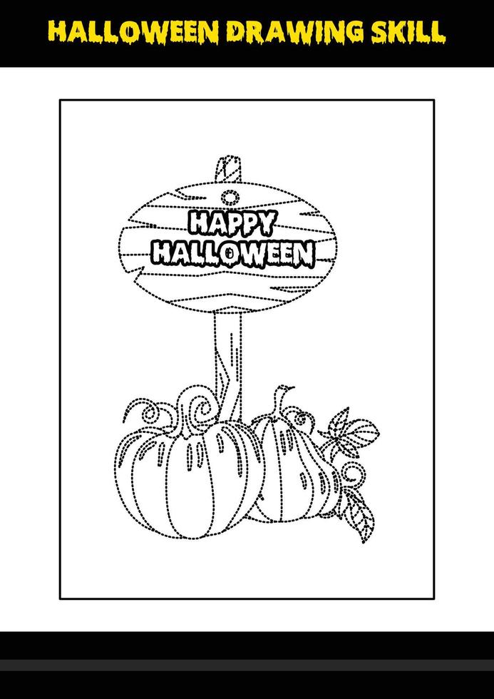Halloween drawing skill for kids. Halloween drawing skill coloring page for kids. vector