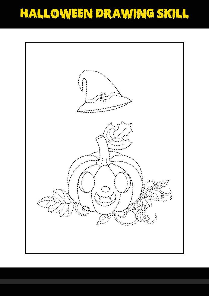 habilidad de dibujo de halloween para niños. Habilidad de dibujo de Halloween página para colorear para niños. vector