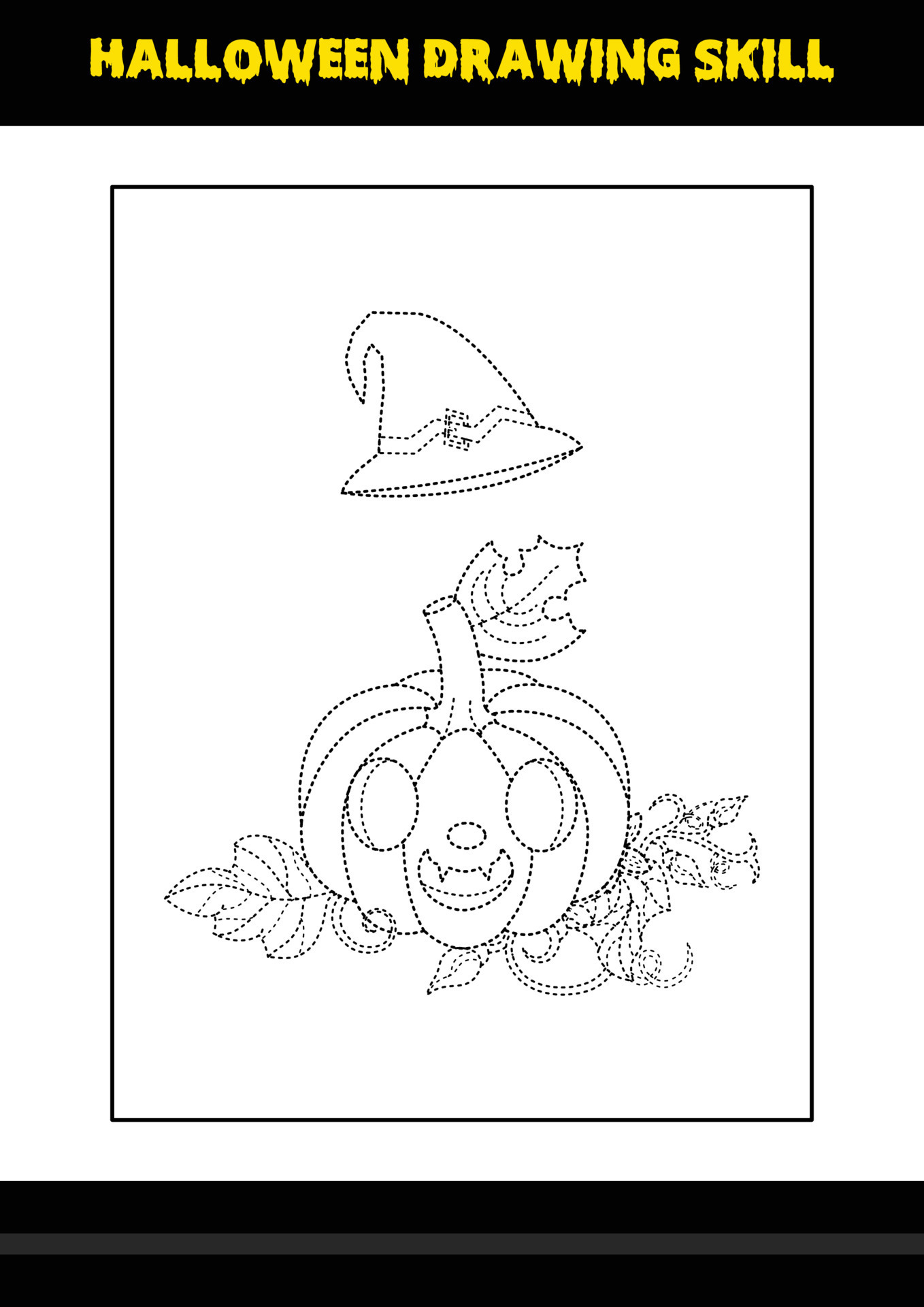 Halloween drawing skill for kids. Halloween drawing skill coloring page