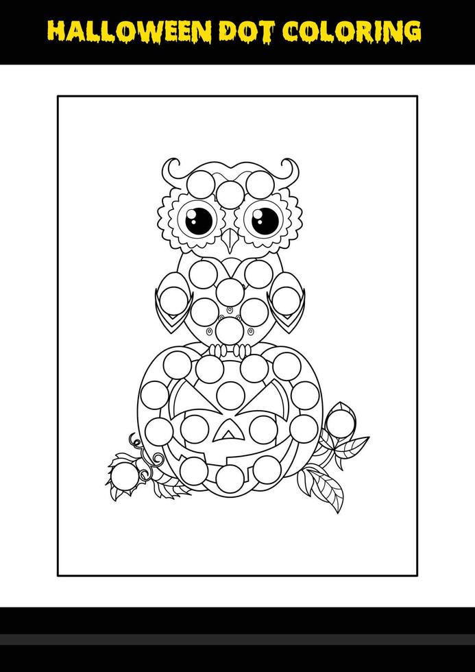 Halloween dot coloring page for kids. Line art coloring page design for kids. vector