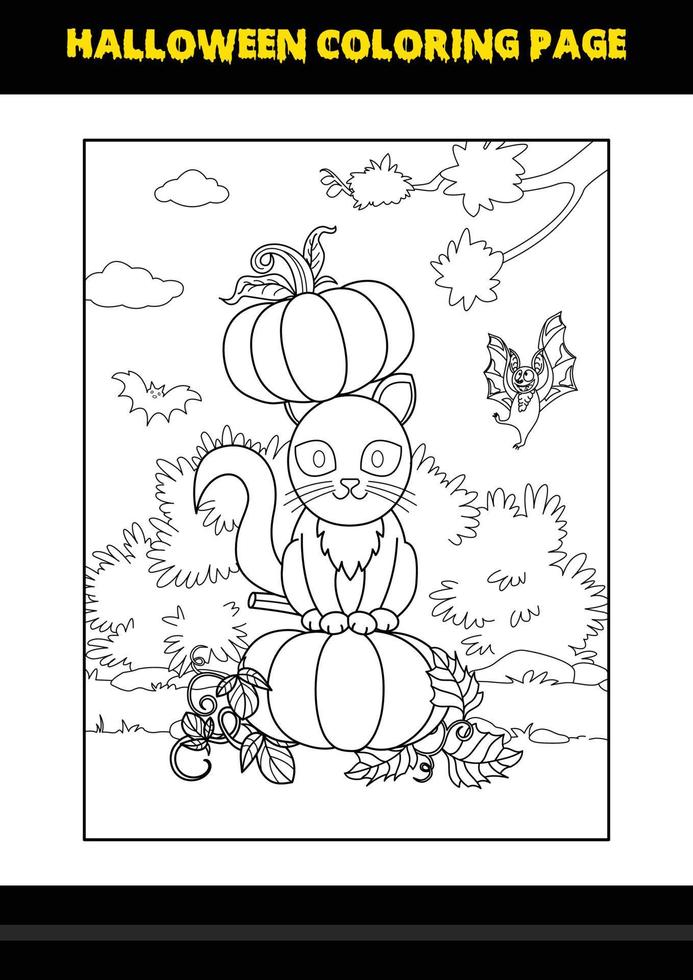 Halloween coloring page for kids. Line art coloring page design for kids. vector