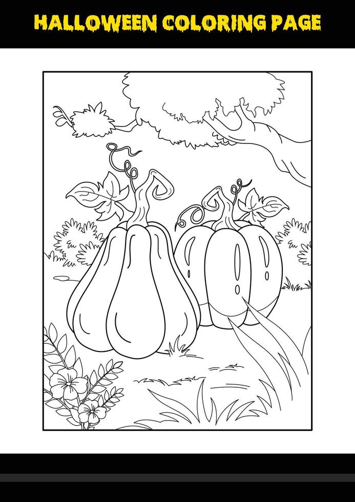 Halloween coloring page for kids. Line art coloring page design for kids. vector