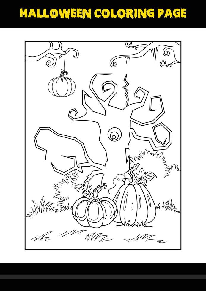 Halloween coloring page for kids. Line art coloring page design for kids. vector