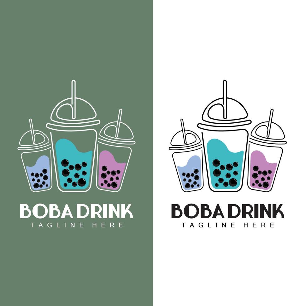 diseño de logotipo de bebida boba, vector de burbuja de bebida de gelatina moderna, ilustración de vidrio de marca de bebida boba