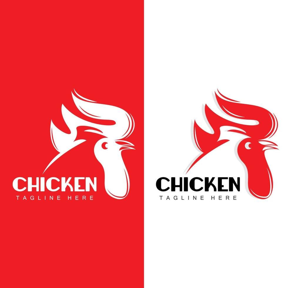 diseño de logotipo de barbacoa de pollo a la parrilla, vector de cabeza de pollo, marca de la empresa