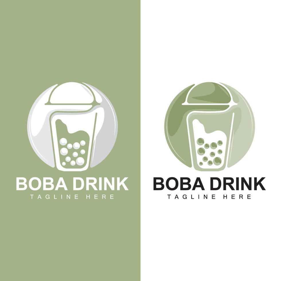diseño de logotipo de bebida boba, vector de burbuja de bebida de gelatina moderna, ilustración de vidrio de marca de bebida boba