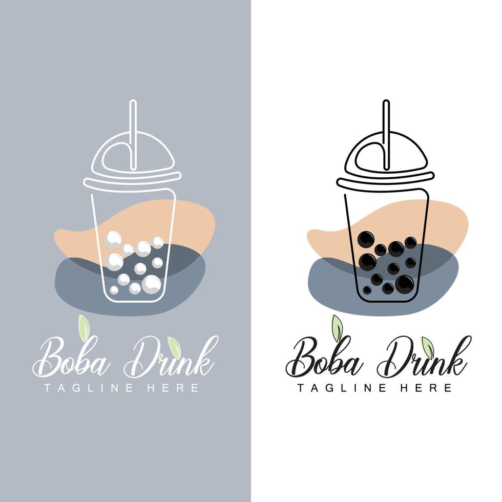 diseño de logotipo de bebida boba, vector de burbuja de bebida de gelatina moderna, ilustración de vidrio de marca de bebida boba