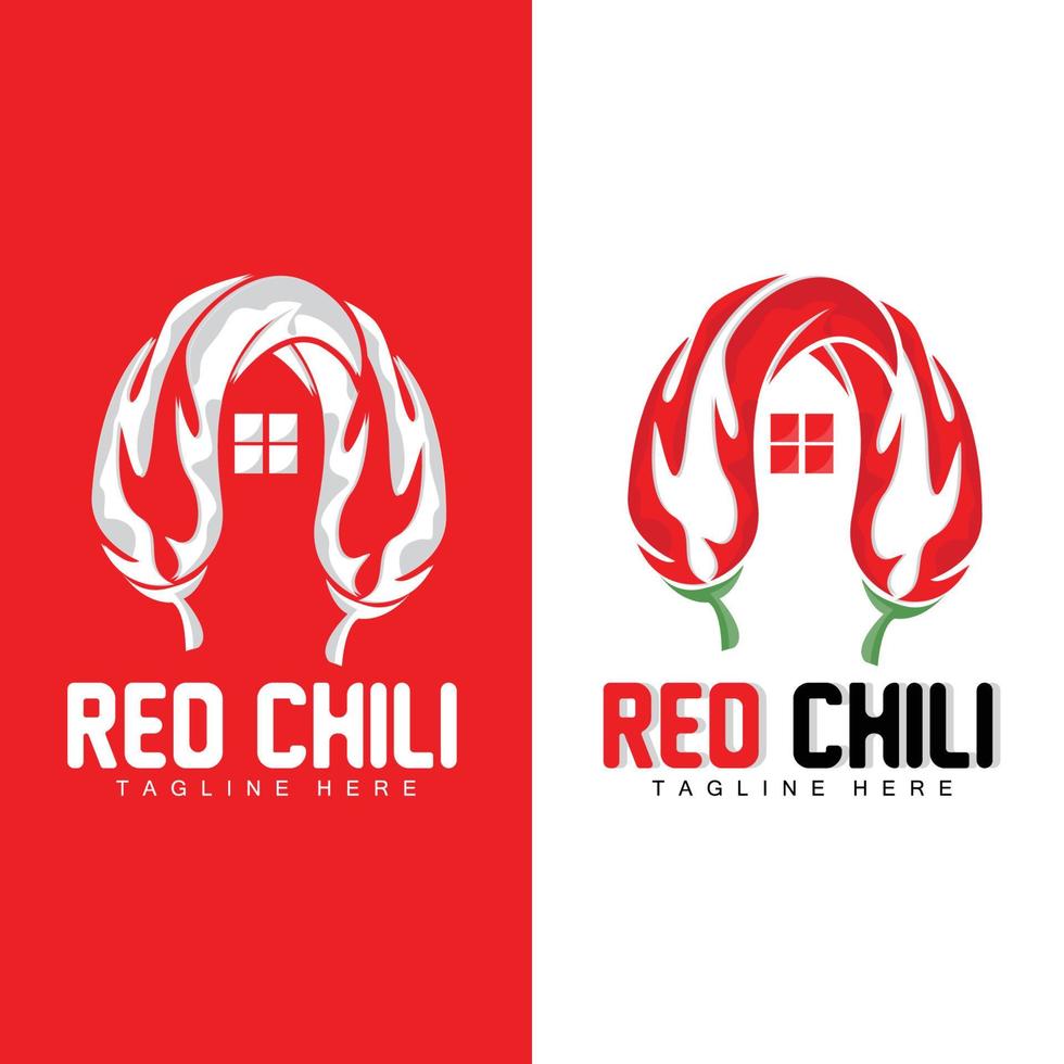 Red Chili Logo, Hot Chili Peppers Vector, Chili Garden House Illustration, Company Product Brand Illustration vector