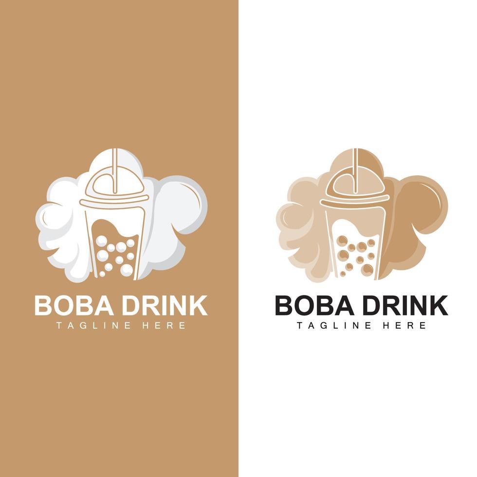 Boba Drink Logo Design, Modern Jelly Drink Bubble Vector, Boba Drink Brand Glass Illustration vector